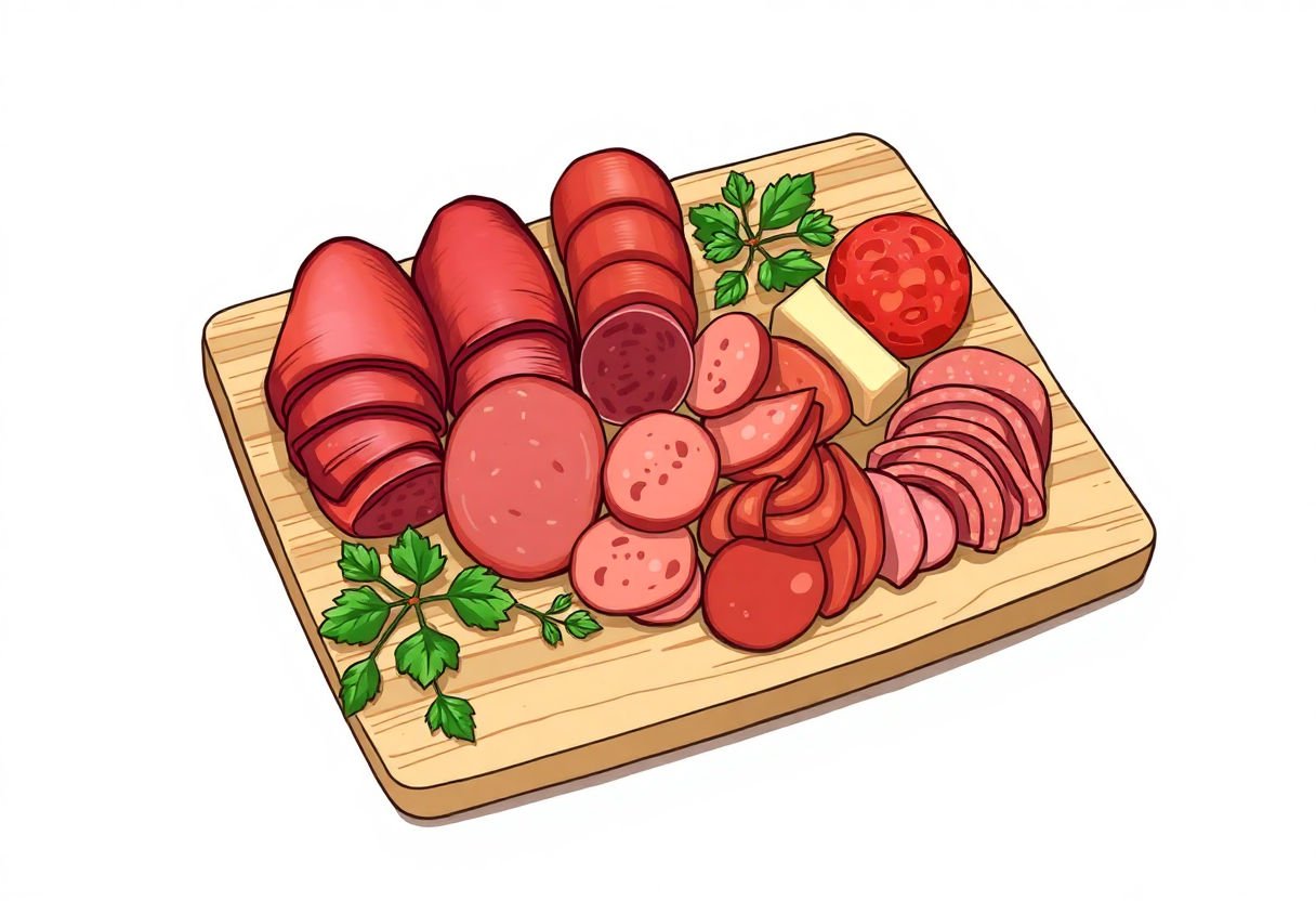 Varietà di salumi italiani su un tagliere.