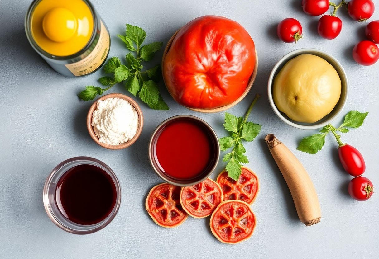 Ingredienti per fare i taralli al vino rosso.