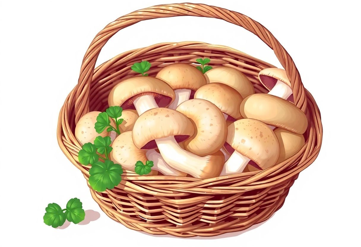 Cesto di funghi freschi