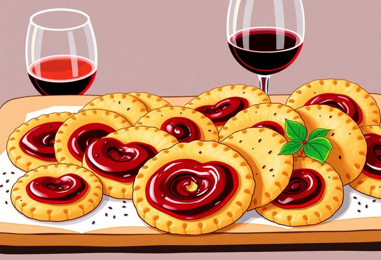 Una selezione di taralli al vino rosso su un piatto da portata