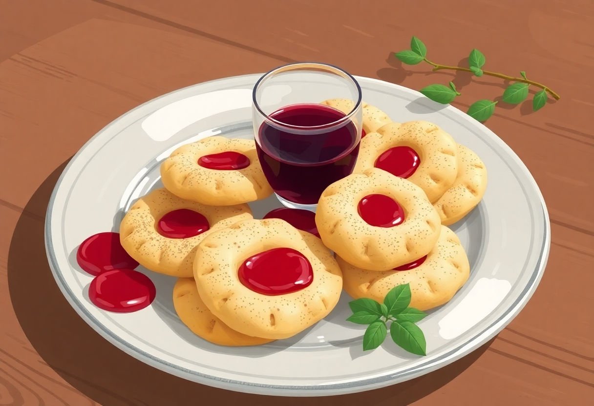 Taralli al vino rosso su un piatto rustico