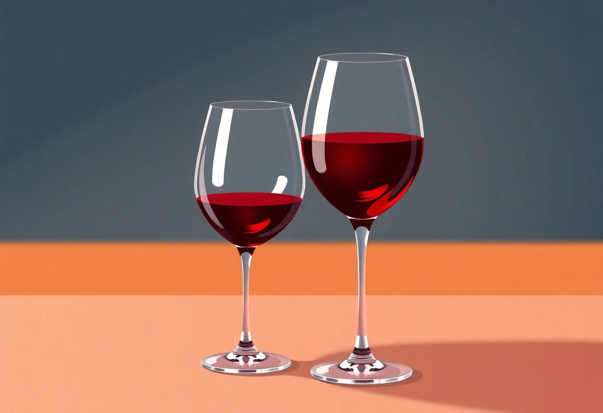 Bicchieri di vino rosso sullo sfondo
